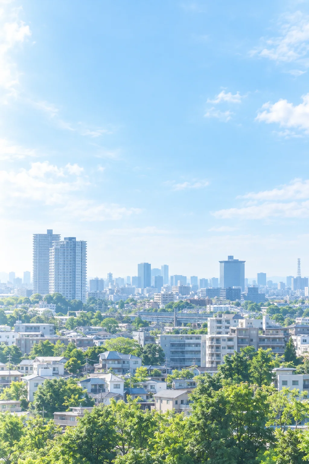 東大宮周辺の街並みと青空